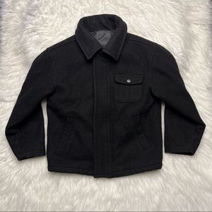 Old Navy Black zip and button Pea Dress Coat S 6-7